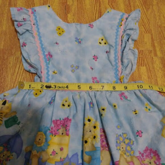 Daisy Kingdom Vintage Handmade Blue Floral Baby Dress and Bloomers Set Size 3/4 - Picture 4 of 14
